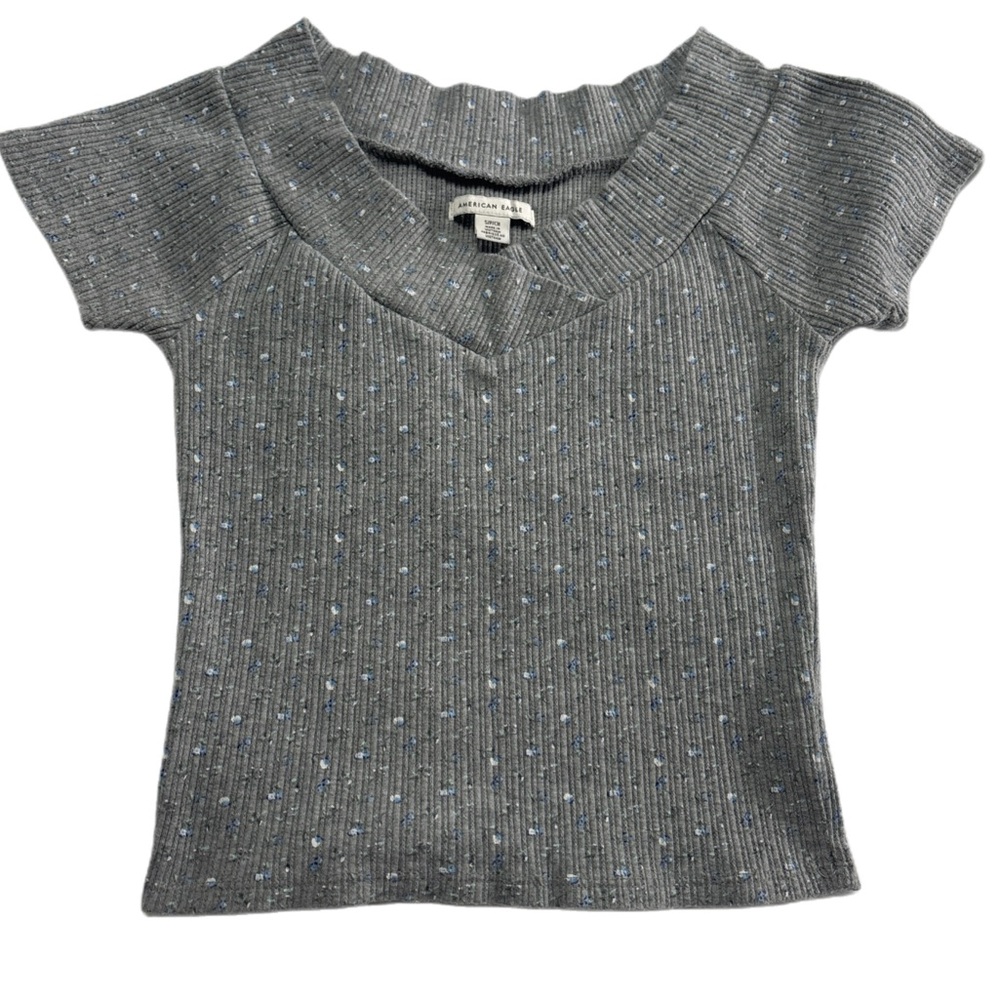 American Eagle Outfitters Ribbed Floral Cottagecore Y2K 90s Gray Blue Size S